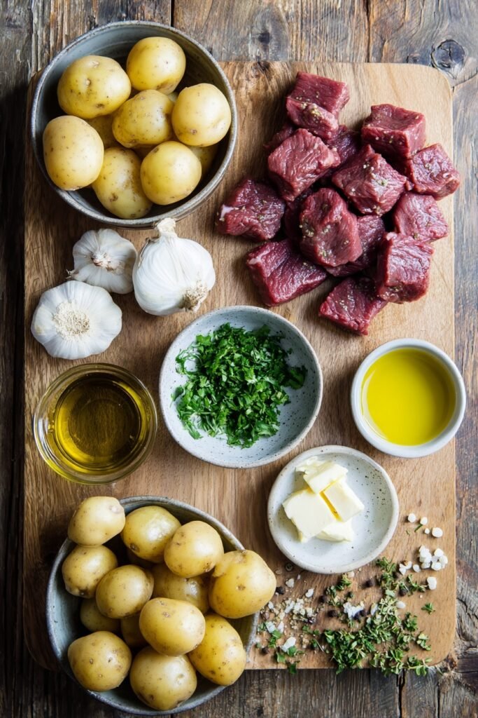 Butter Steak Bites and Potatoes