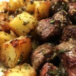 Butter Steak Bites and potatoes