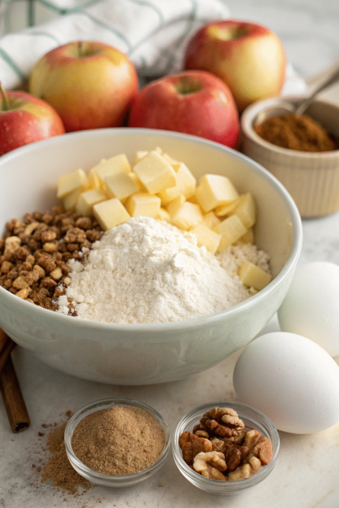 Cake with Apple and Nuts Ingredients