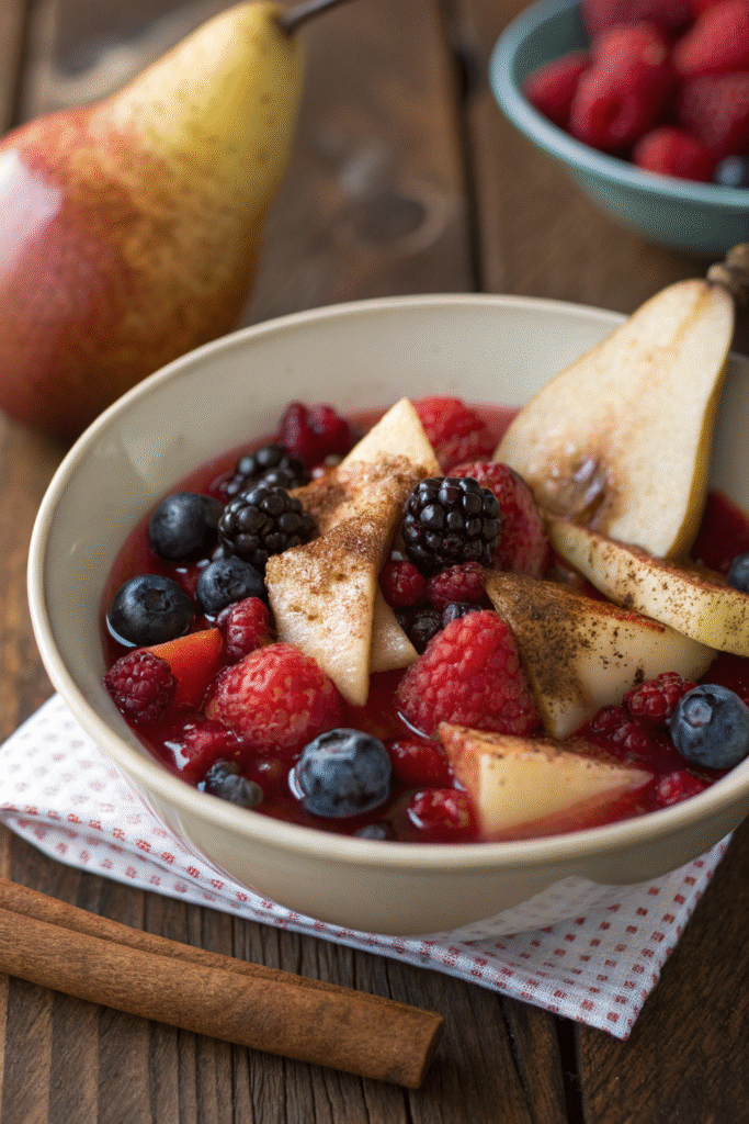 fruit compote, perhaps made with berries or pears