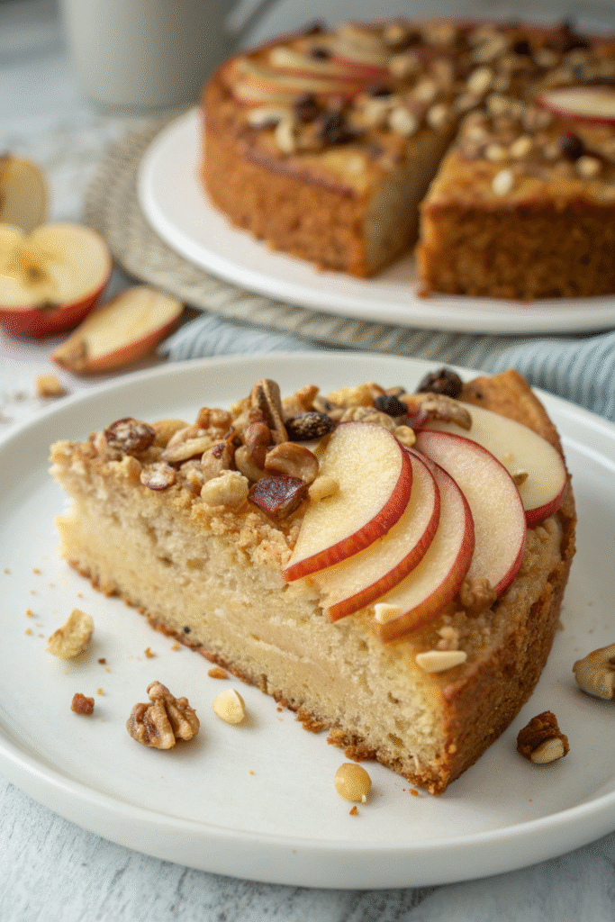 Cake with Apple and Nuts slice