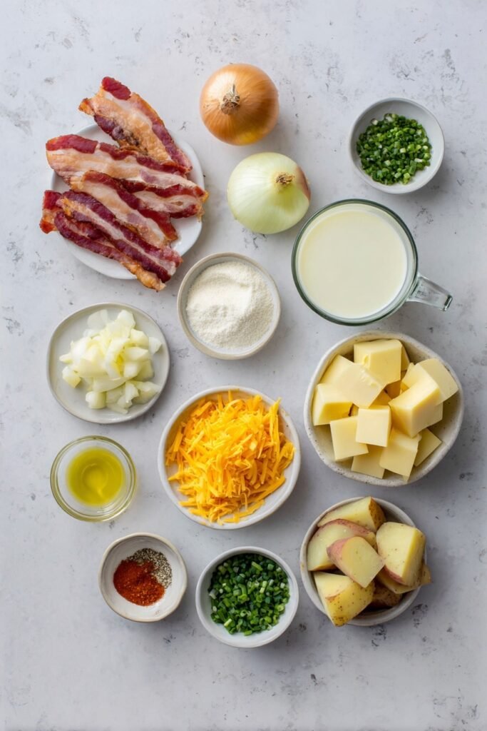 Loaded Baked Potato Soup with Cheddar & Bacon Ingredients