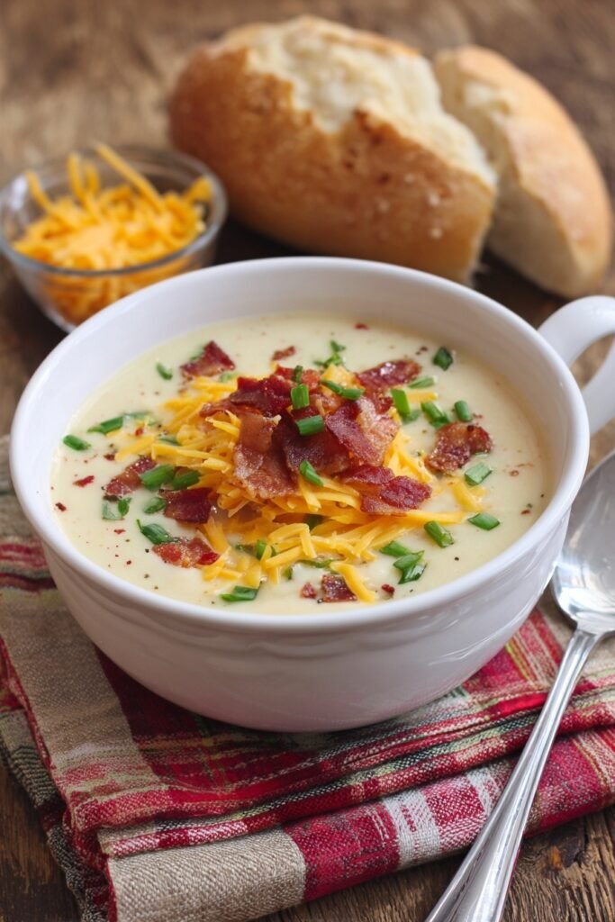 Loaded Baked Potato Soup with Cheddar & Bacon