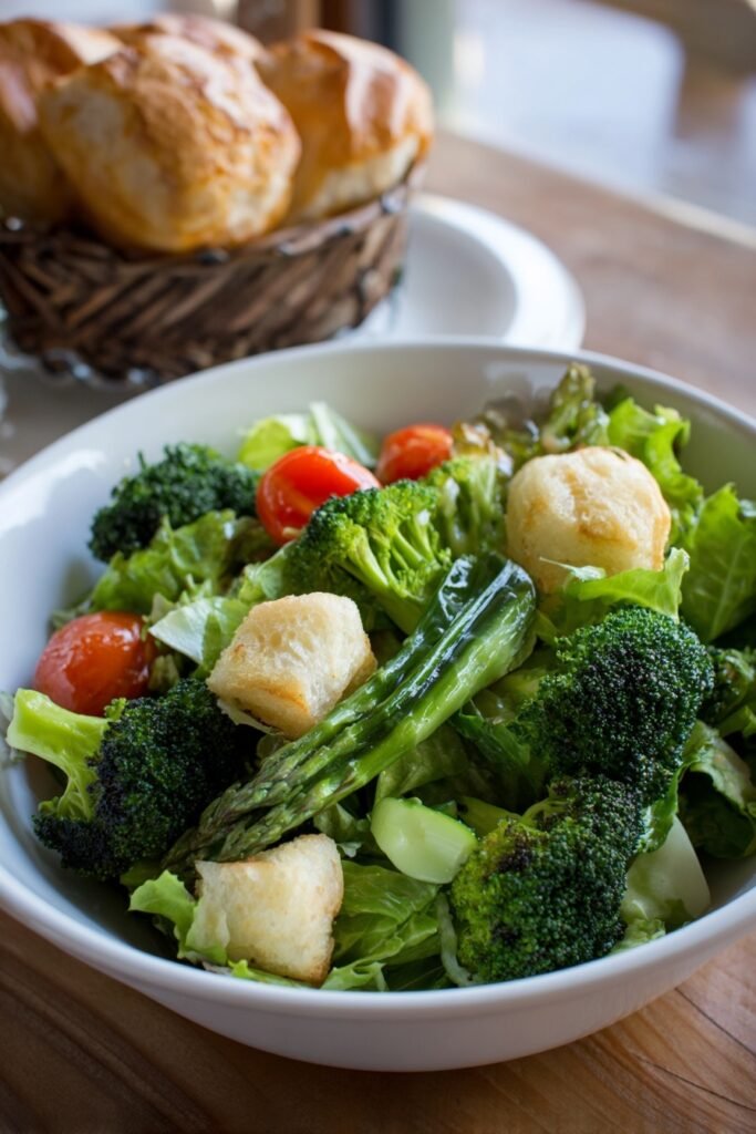 Side Dishes : crisp green salad. crusty bread and Roasted vegetables
