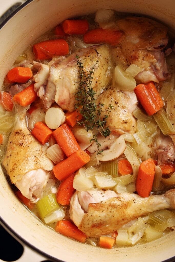 Chicken Noodle Soup with Herb Butter Broth