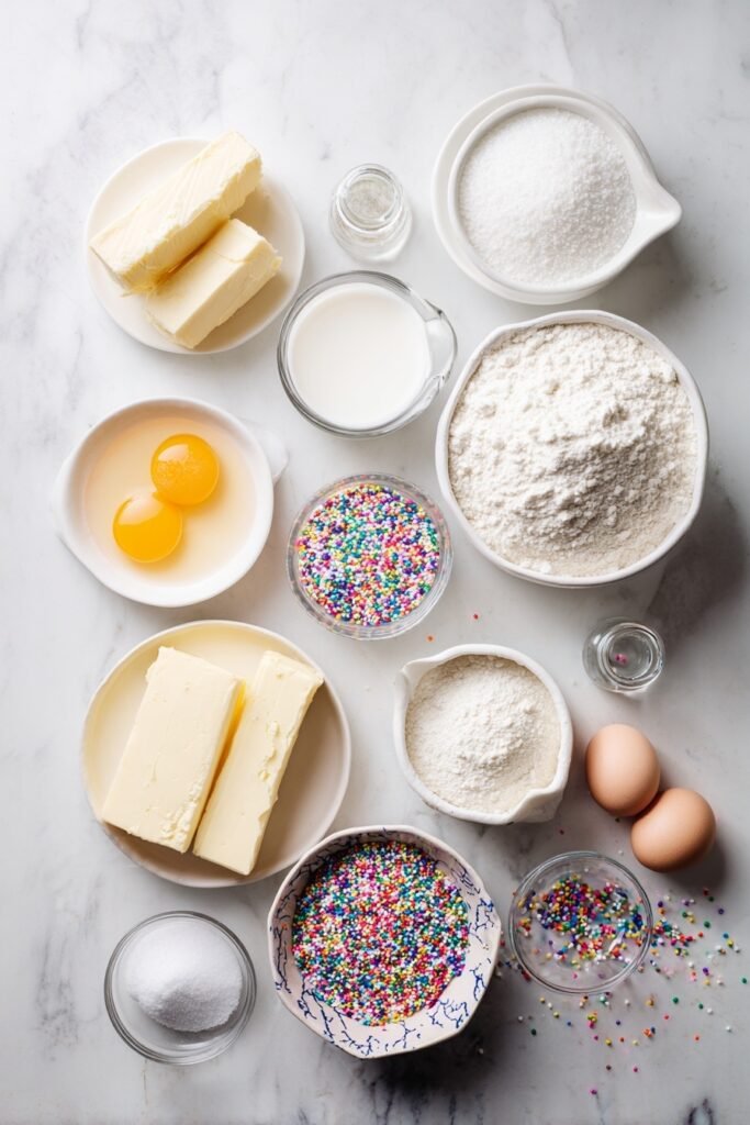 Sugar Cookie Bars with Buttercream Sprinkles Ingredients
