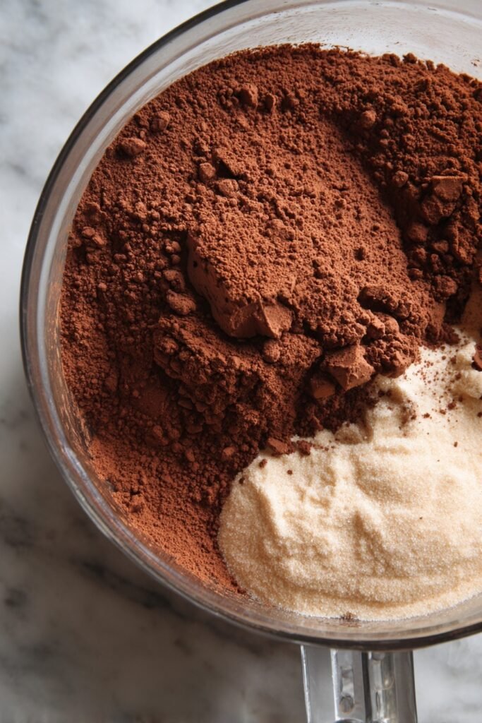 Peppermint Chocolate Crinkle Cookies - whisk ingredients