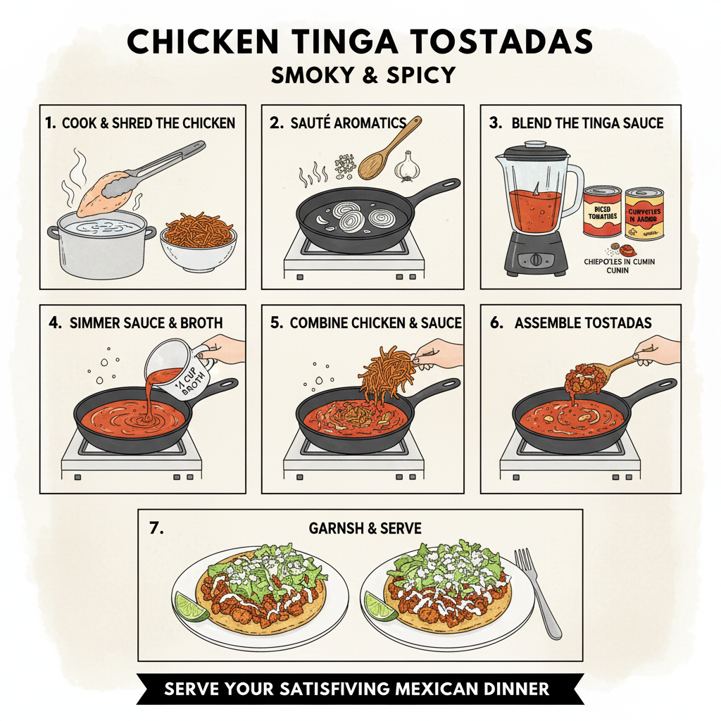 Chicken Tinga Tostadas Steps