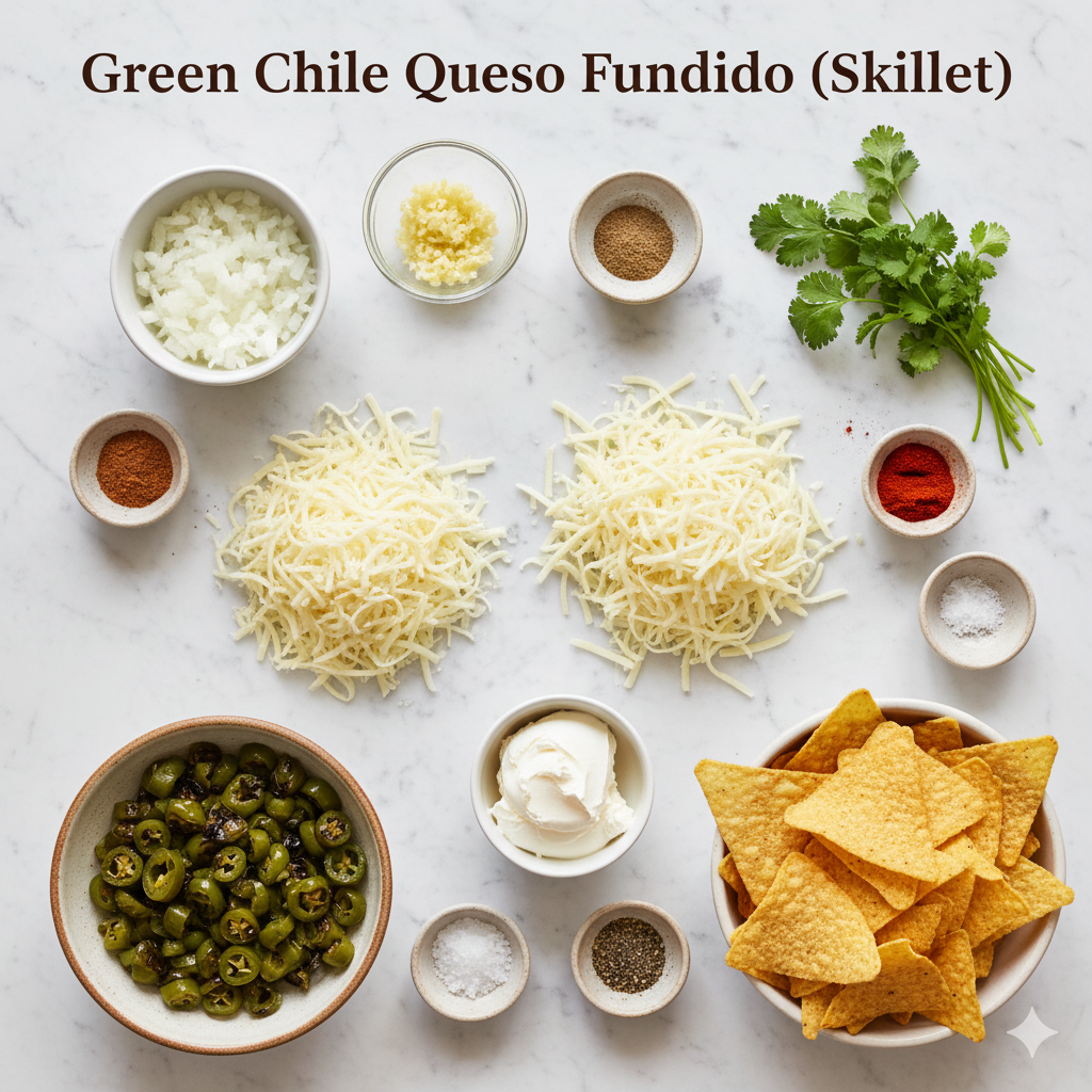 Ingredients for Your Green Chile Queso Fundido (Skillet)