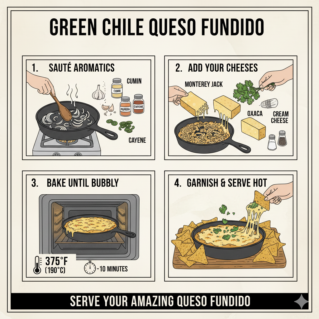 How to Make Green Chile Queso Fundido (Skillet)