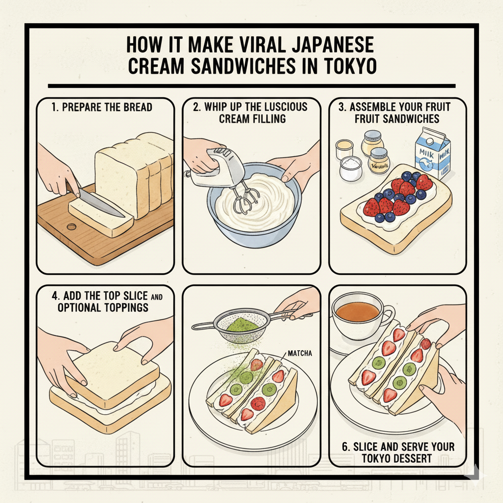 How to Make viral Japanese cream sandwiches in Tokyo