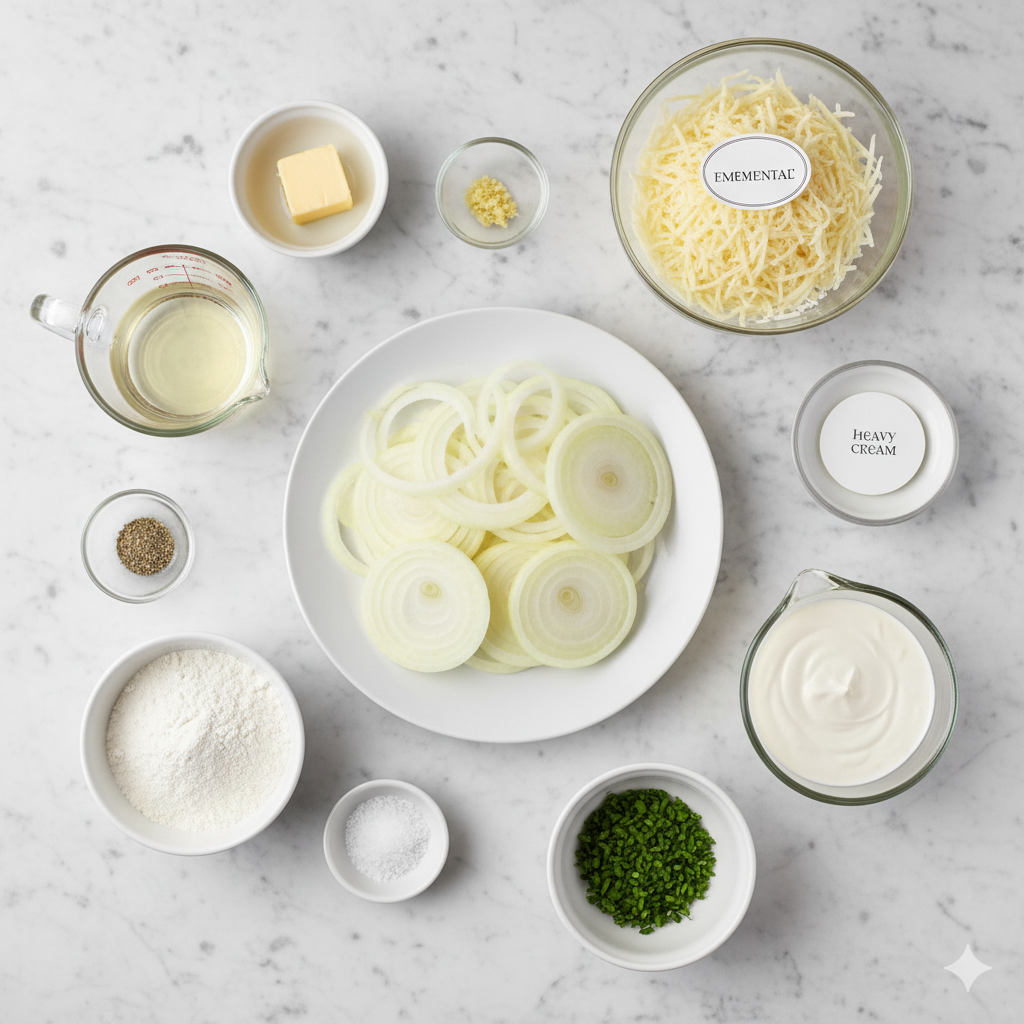 Ingredients You’ll Need for Caramelized Onion & Gruyère Fondue Dip