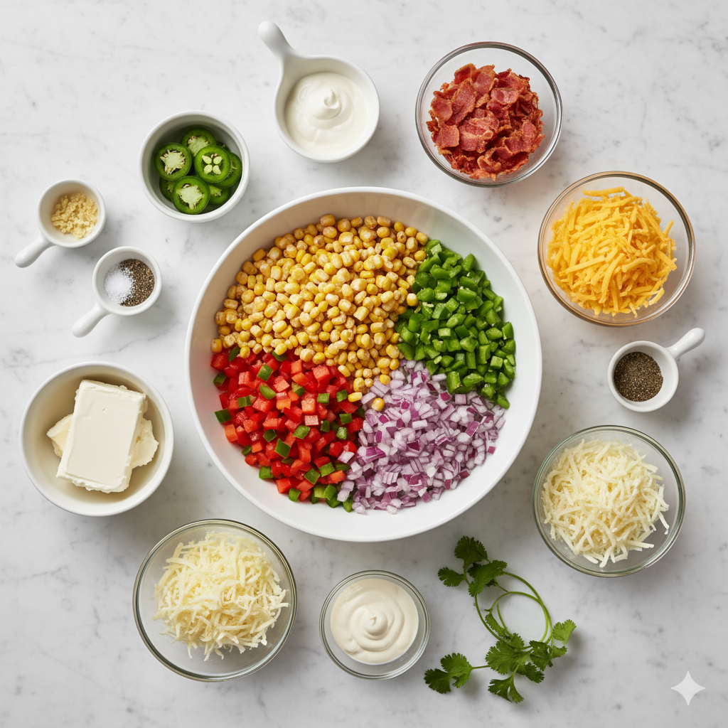 Ingredients You’ll Need for Cheesy Bacon Jalapeño Corn Dip