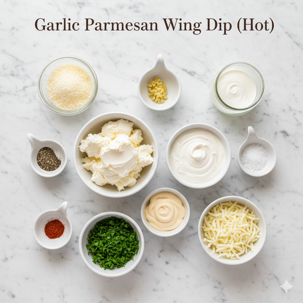 Ingredients You’ll Need for Garlic Parmesan Wing Dip (Hot)