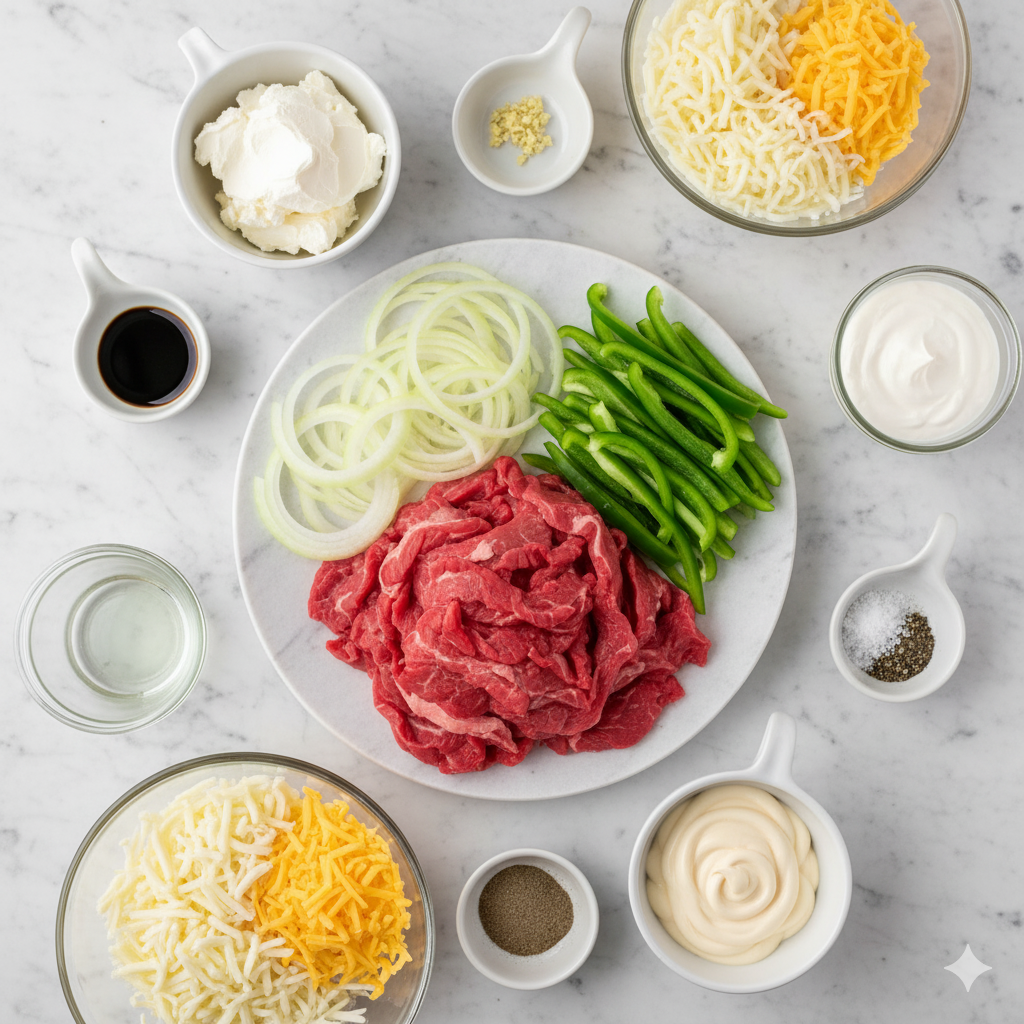 Ingredients You’ll Need for Philly Cheesesteak Dip