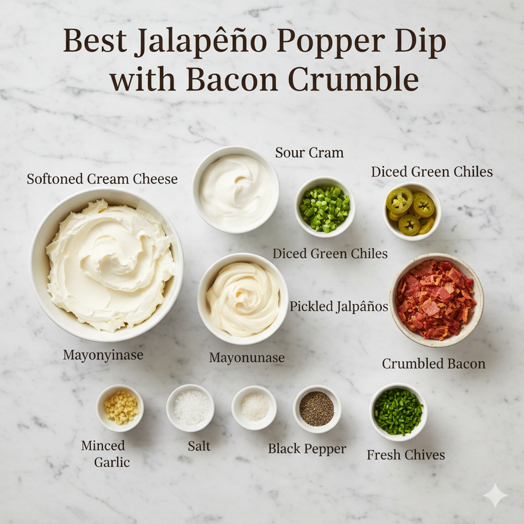 Ingredients You’ll Need for the Best Jalapeño Popper Dip with Bacon Crumble