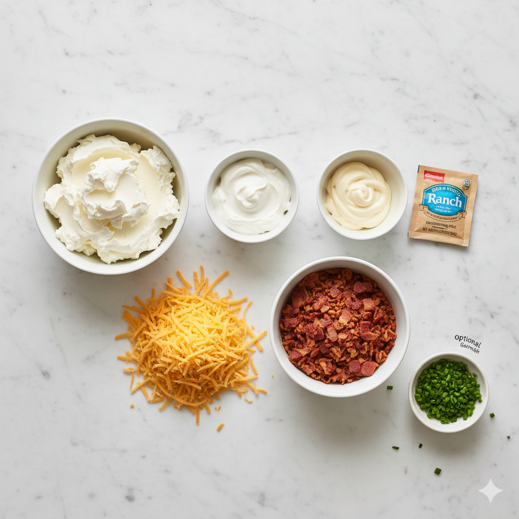 Ingredients for Your Bacon Cheddar Ranch Dip