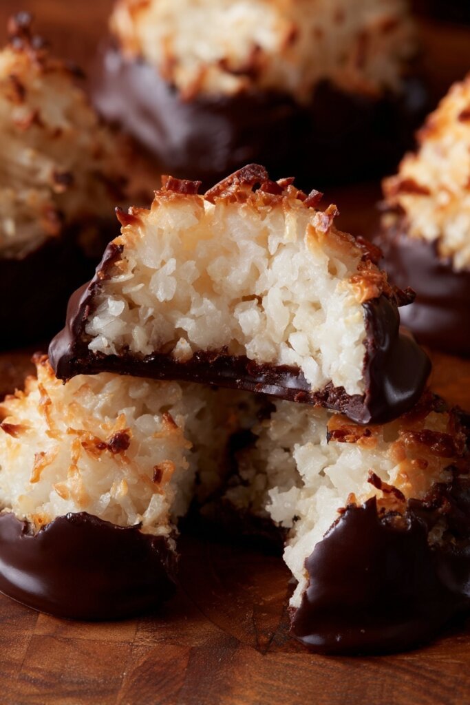 Chocolate-Dipped Coconut Macaroons