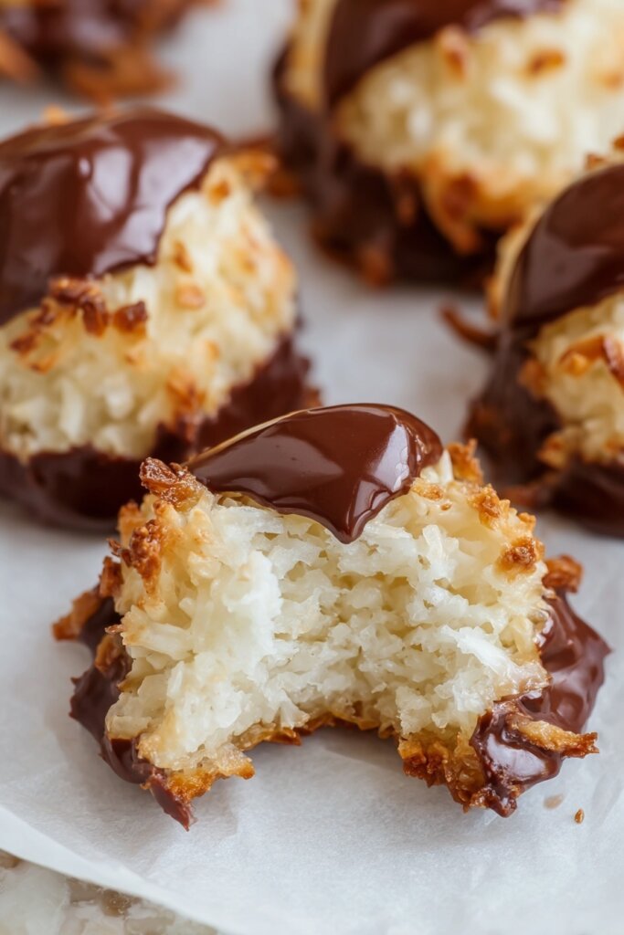Chocolate-Dipped Coconut Macaroons