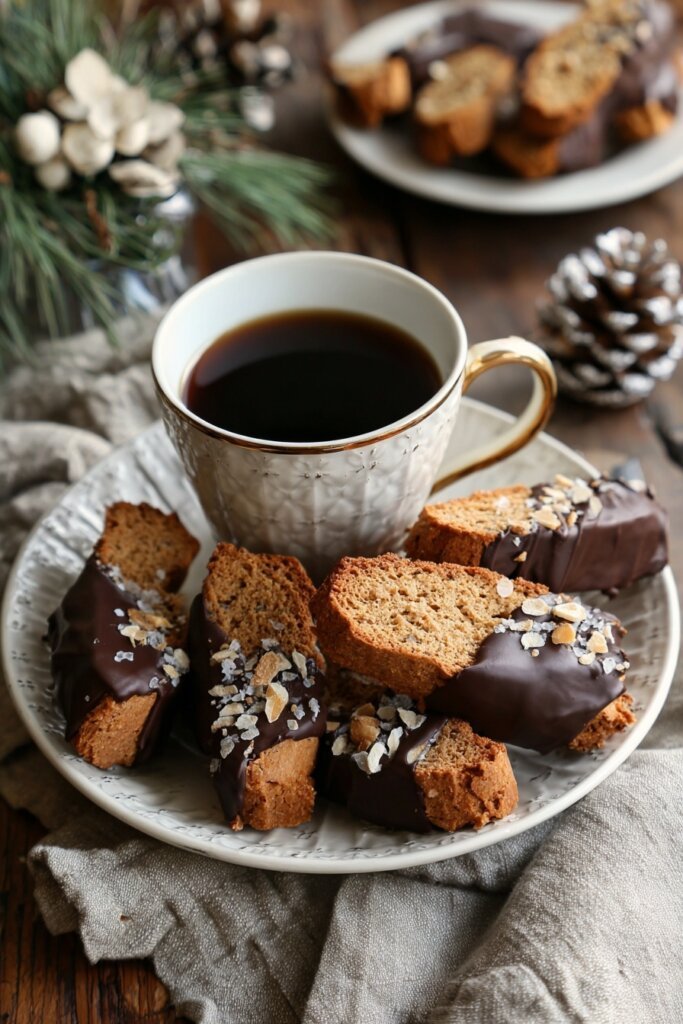 Chocolate Dipped Gingerbread Biscotti
