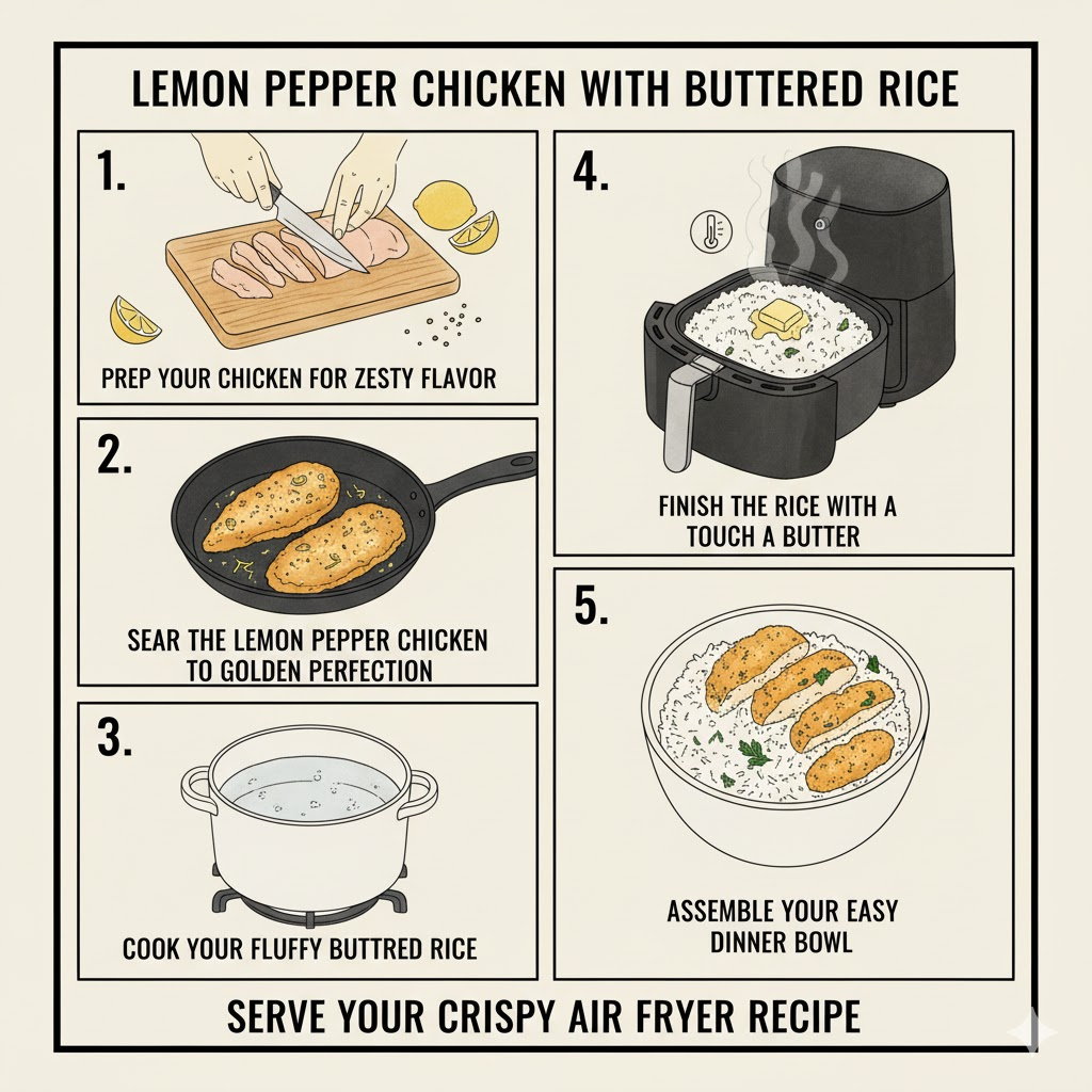 Lemon Pepper Chicken with Buttered Rice