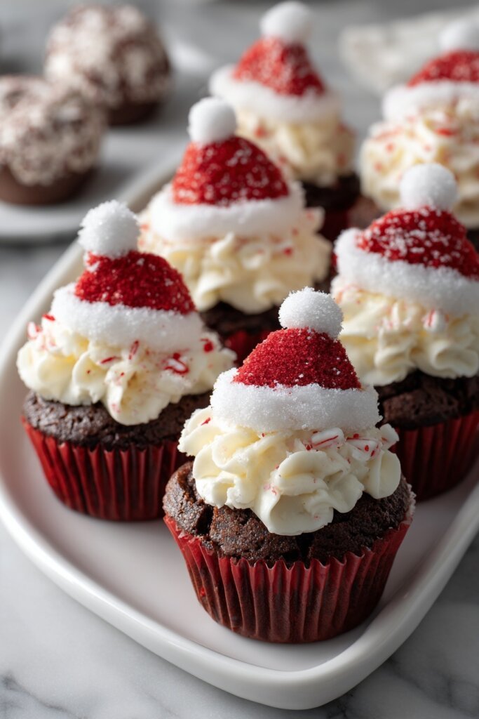 Santa Hat Cupcakes