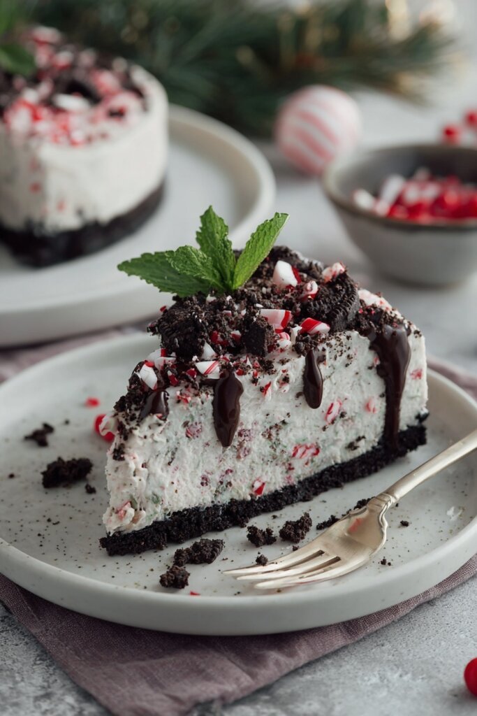 No Bake Peppermint Oreo Cheesecake