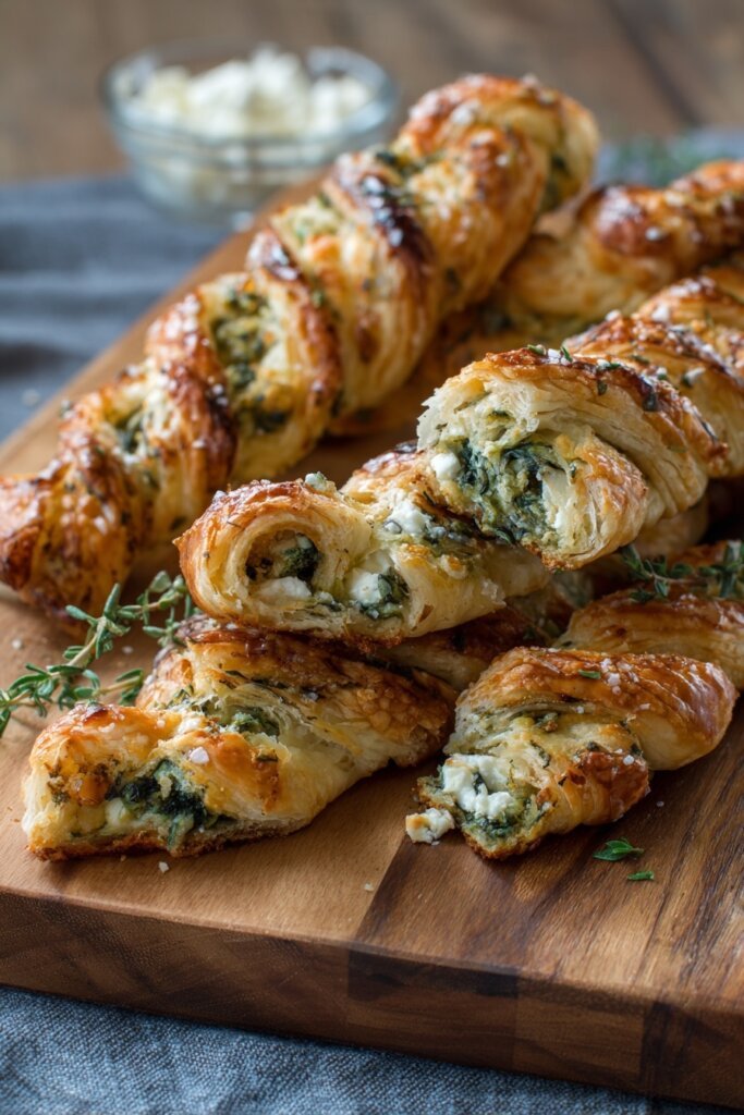 Spinach and Feta Puff Pastry Twists