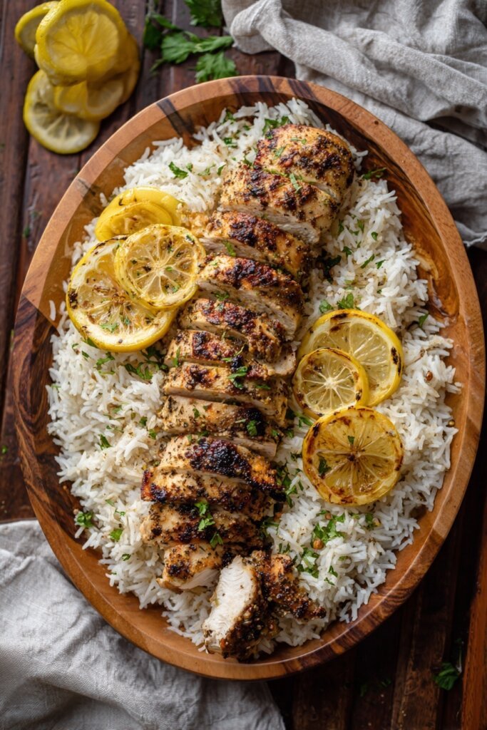 Lemon Pepper Chicken with Buttered Rice