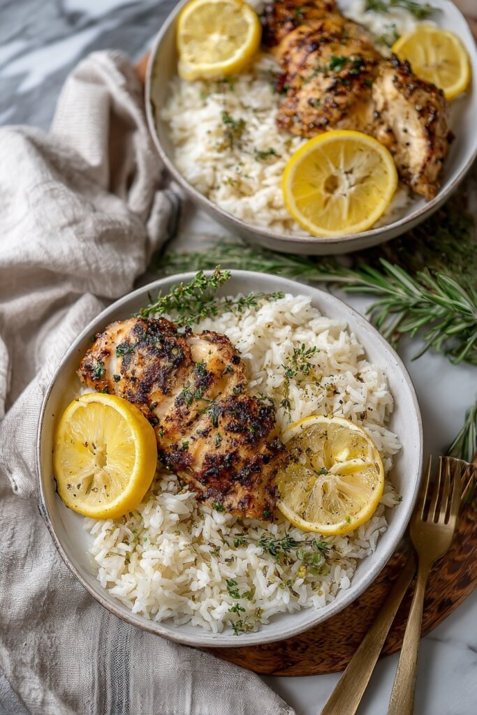 Lemon Pepper Chicken with Buttered Rice