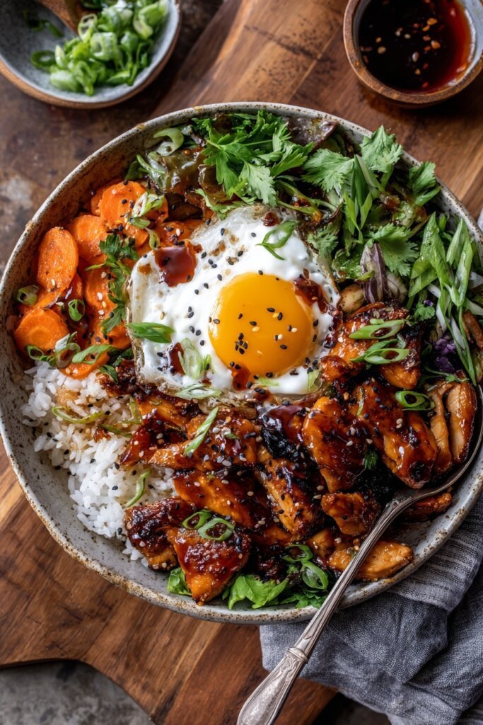 Honey Sriracha Chicken Rice Bowls 