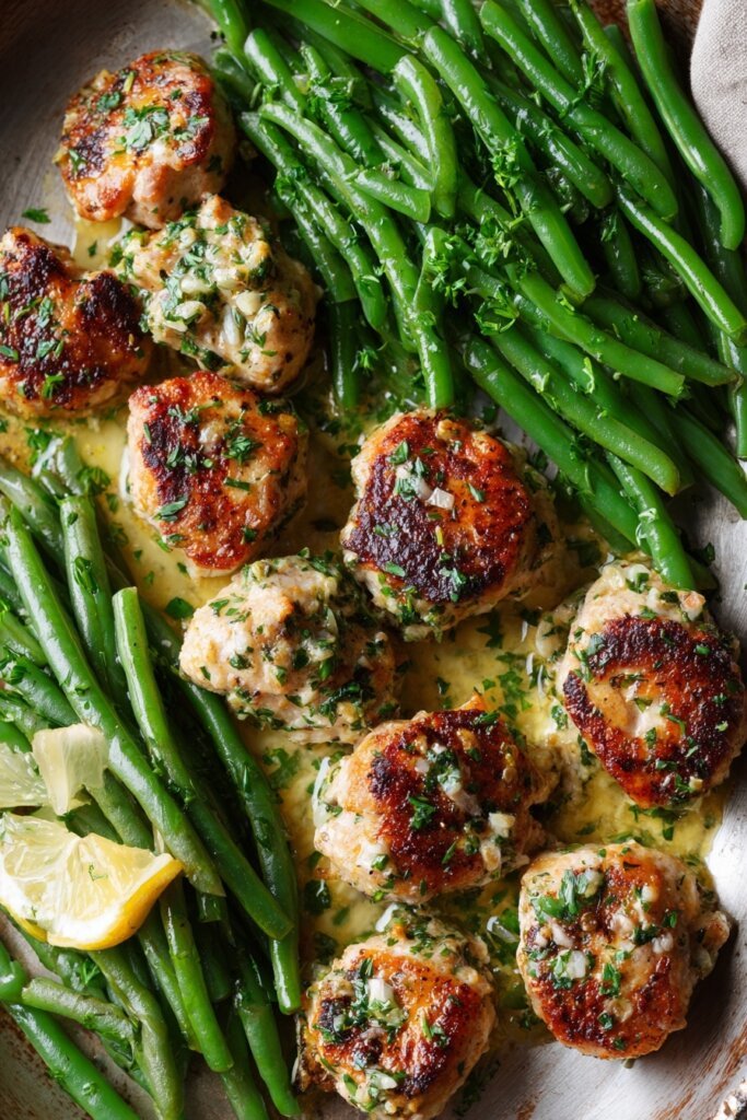 Garlic Butter Chicken Bites with Green Beans
