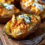 Buffalo Chicken Stuffed Sweet Potatoes