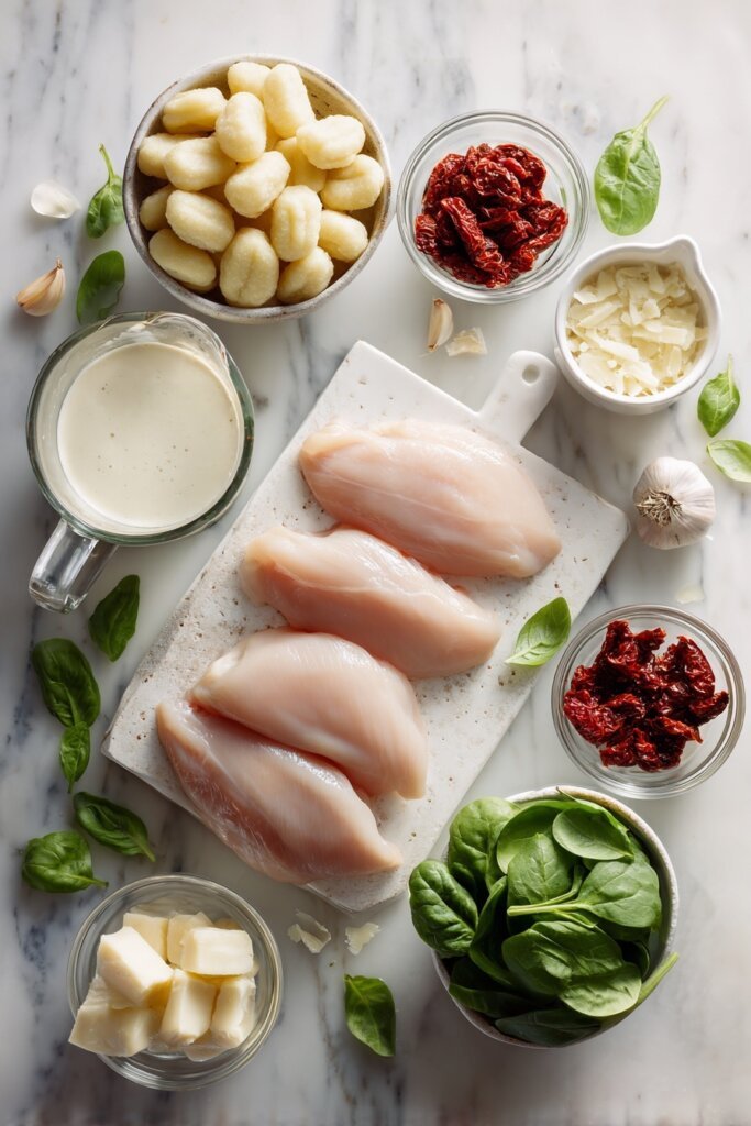 Ingredients You’ll Need for Creamy Sun-Dried Tomato Chicken Gnocchi