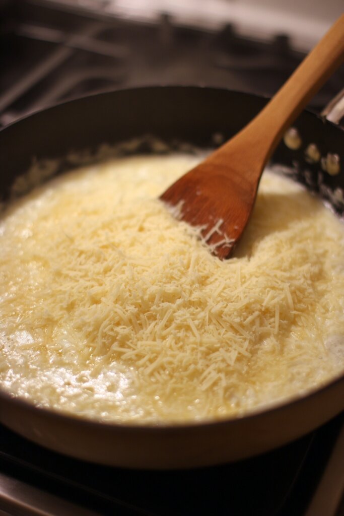 Stir in the grated Parmesan cheese
