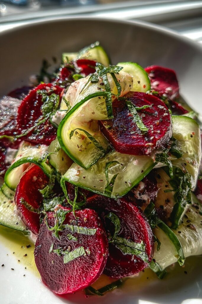 Beet Cucumber Honey Salad