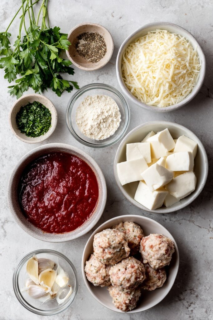 Ingredients You’ll Need for Chicken Parm Meatballs with Mozzarella