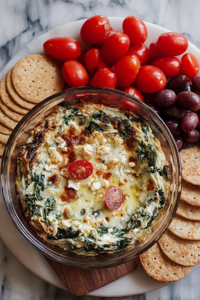 Spinach Feta Greek Layered Dip 