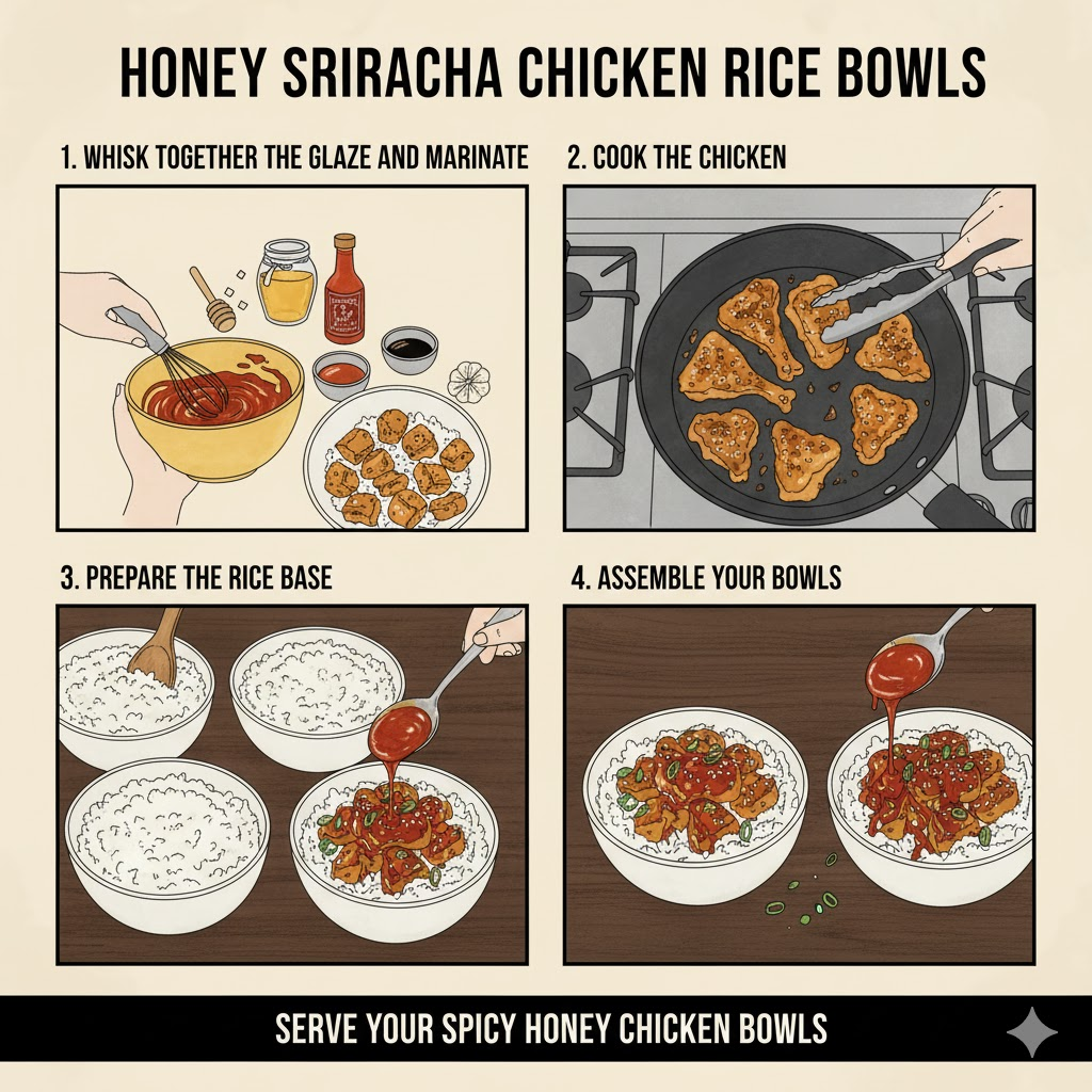 Honey Sriracha Chicken Rice Bowls steps