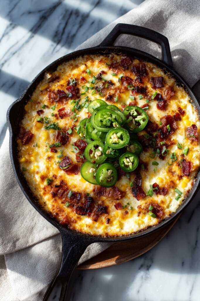 Cheesy Bacon Jalapeño Corn Dip Skillet
