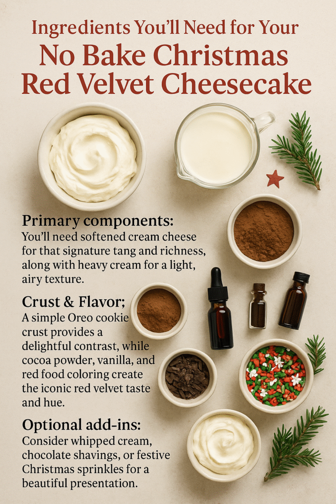 No Bake Christmas Red Velvet Cheesecake Ingredients