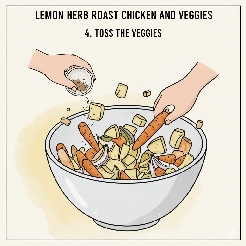 Toss the Root Vegetables in Olive Oil and Seasoning