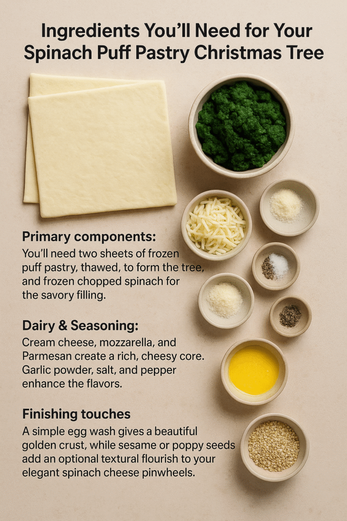 Spinach Puff Pastry Christmas Tree Ingredients