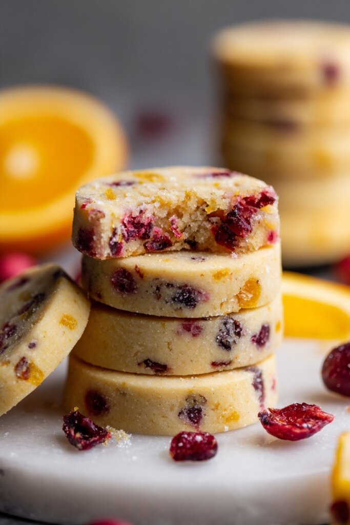 Cranberry Orange Shortbread Cookies