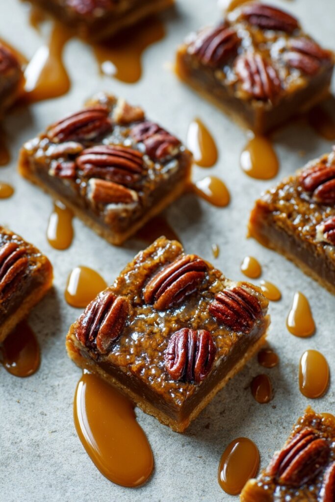 Pecan Pie Bars with Salted Caramel Drizzle