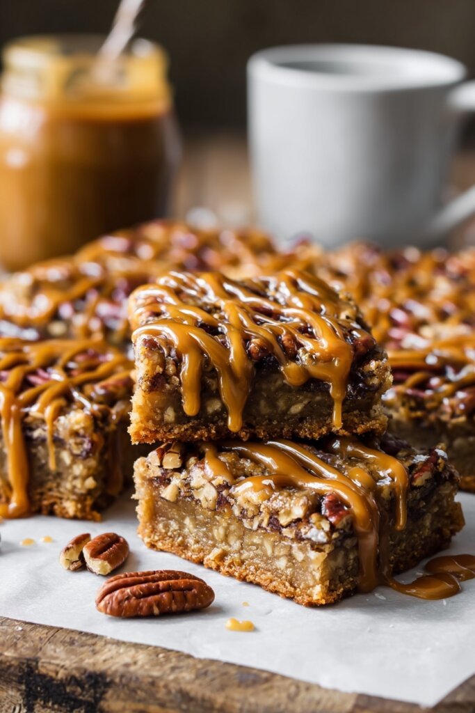 Pecan Pie Bars with Salted Caramel Drizzle