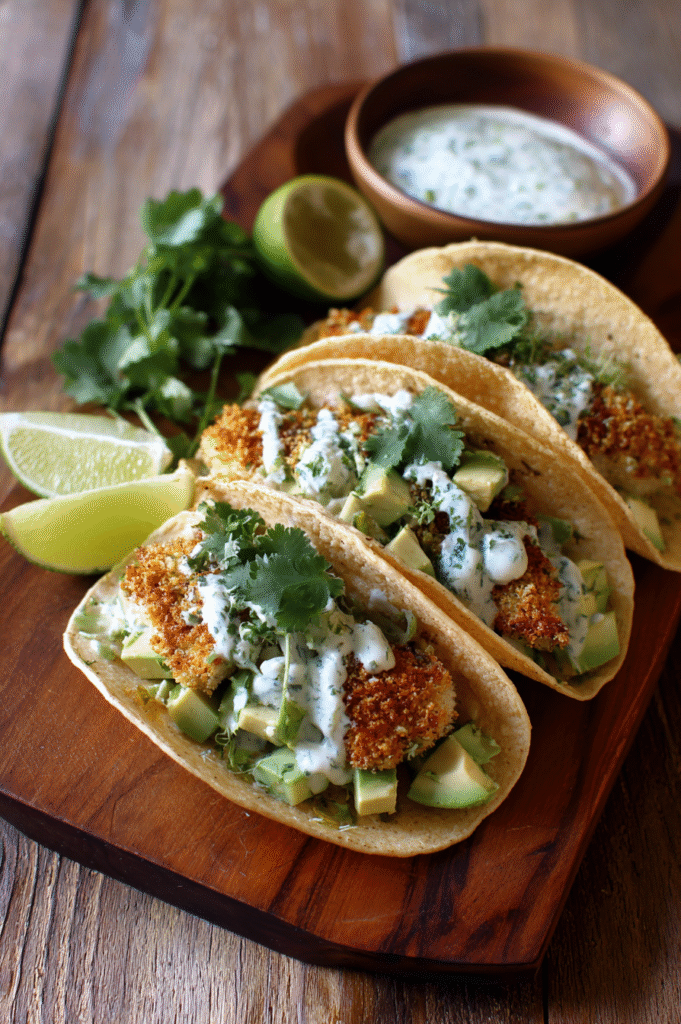 Tortilla Crusted Chicken with Lime Crema