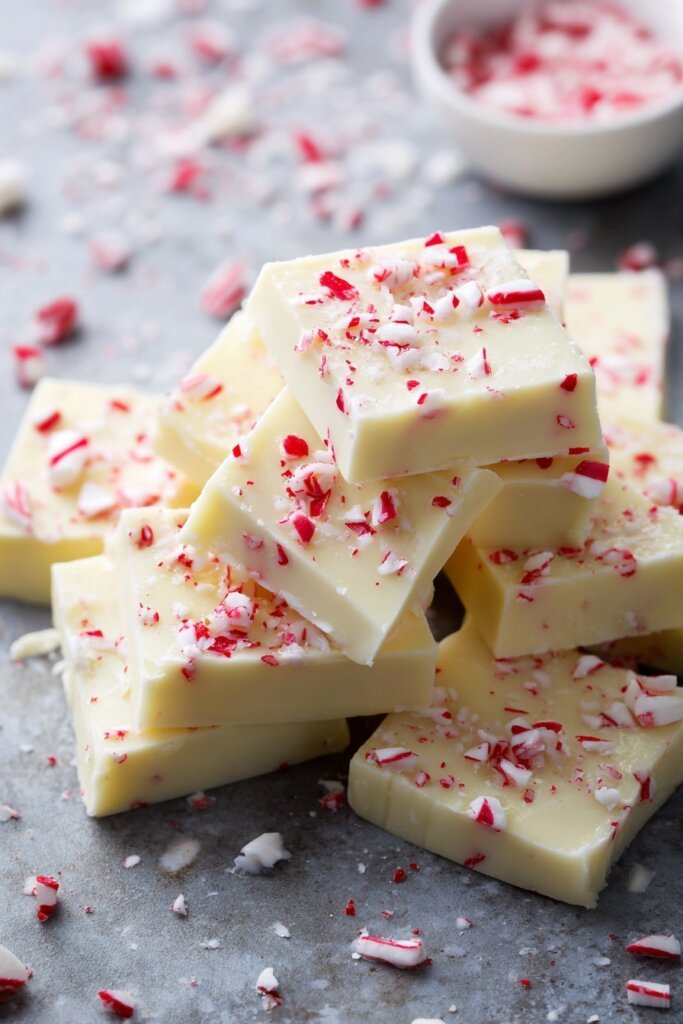 Peppermint White Chocolate Fudge