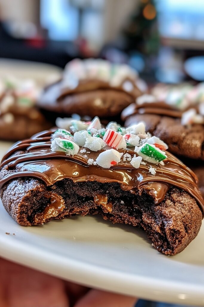 Chocolate Peppermint Thumbprint Cookies