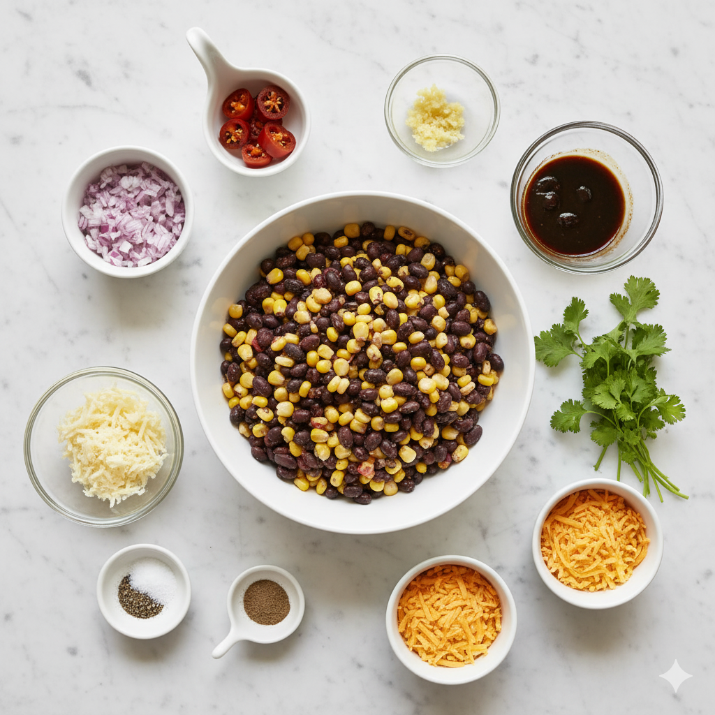 ingredients for Chipotle Black Bean & Corn Dip!